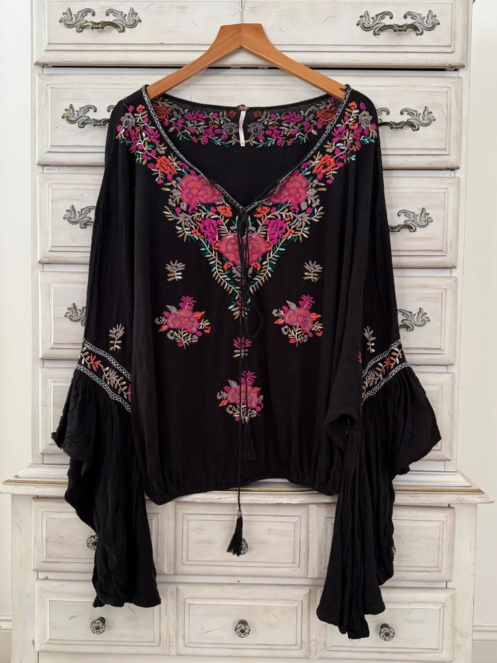 Free People Siren Song Embroidered Linen Blouse Top - Picture 3 of 6